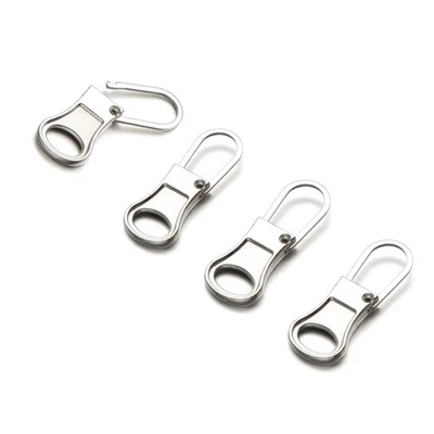 4 PCS Silver Detachable Small Zipper Pull Tab Replacement for Clothing Jackets