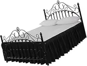ANDRESLAD Bedding Pleated Skirt Dust Home Decoration Black Elegant and Comfortable Bed Accessory