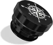 Cigarette Lighter Plug Cover, Car Dust Plug, Dustproof Cigarette Lighter Plug, Aluminum USA Flag Cigarette Socket Cap Fit for Most Vehicles, Boats with Standard 12 Volt Power Source (Compass/Black)