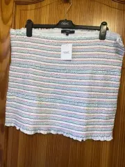Next White Shirred Stretch Gingham Top Size 22 New Tags