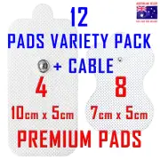 HiDow TENS EMS compatible ELECTRODE PADS CABLE + 12 PADS VARIETY PACK ⭐⭐⭐⭐⭐