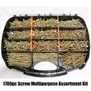 1700pc Screw Multipurpose Assortment Kit Chipboard Screws Wood Timber Plaster