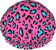 Cute Leopard Print Various Activities Shower Cap Reusable Soft And Lightweight Bath Hair Cap Long Hair