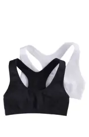 Micro Mesh Racerback Black White Sports Bra Size Large
