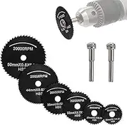 8Pcs HSS Mini Circular Saw Blade, Cutting Discs Mandrel Rotary Tool for Wood Plastic Aluminum Cutter Power Tool Kit Wood Cutting Discs Drill Mandrel