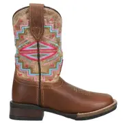 Roper Monterey Aztec Square Toe Cowboy Youth Girls Brown Casual Boots 09-018-09