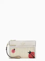 Dottie Embroidered Straw Medium Wristlet