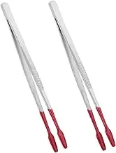 COHEALI 2pcs Stainless Steel Craft Tweezers with Rubber Tips Precision Tools for Stamp Collectors Coin Handling and Delicate Item Sorting Lightweight and Portable Collecting Tongs