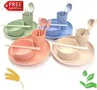 WFPOWER 28Pcs Wheat Straw Dinnerware Serving Set (Bowls, Cups, Plates, Chopstick