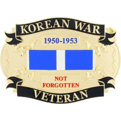 Korean War Vet Proud To Have Served Belt Buckle Enamel
