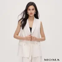 在飛比找momo購物網優惠-【MOMA】自然棉麻｜雙排釦修身西裝背心(白色)