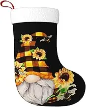 Gnome Bee Yellow Floral print 18" Christmas Stockings Family Xmas Stockings for Holiday Decor Christmas Ornaments