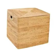 Rattan Basket With Lid,Large Storage Basket Lidded,Rattan 12.6" L×12.6"W×12.6"H