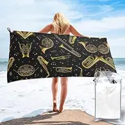 EdWal Musical Instruments print Quick Dry Bath Towel, Soft Towels for Sports Travel,Lightweight Fast Drying Bath Towels
