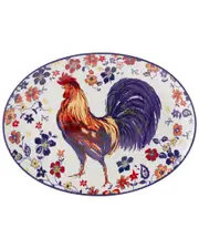 Certified International Morning Rooster Oval Platter