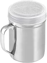Metal Pepper Shaker, Stainless Steel Sugar Duster, Fine Mesh Shaker with Handle, Icing Sugar Shaker Duster Bottle Dredger Shaker for Chocolate, Cocoa, Sugar, Salt, Flour