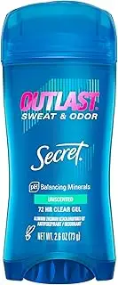 Secret Outlast Unscented Women's Clear Gel Antiperspirant and Deodorant 2.6 Ounce (Pack Of 6)