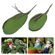 2 Pcs Orchid Arrangement Real Faux Leaves Artificial Greenery Stem