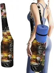 JKLQWH Cup Of Tea Printed Yoga Mat Bag Long Tote with Pockets for Your Yoga Accessories Exercise Yoga Mat Carrier Holder Multi-Functional Storage Bag Holds Most Pilates Mats