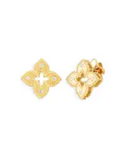 Roberto Coin 18K Yellow Gold Petite Venetian Princess Diamond Quatrefoil Stud Earrings OS