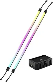 CORSAIR iCUE Link LS430 Aurora RGB Light Strips 430mm Kit – 2X Magnetic Diffused Individually Addressable RGB LED Strips – iCUE Link Adapter and ARGB to iCUE 3-Pin Adapter Cable Included