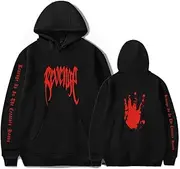 [ZAWARA] Unisex Hip Hop Printed Hoodies Cool Long Sleeve Pullover Sweater Hooded Sweatshirt, Black 1, Medium
