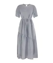 Long dress in pure linen IT44,IT42,IT38,IT46 light blue