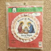 Colortex Silent Night, Holy Night Stamped Cross Stitch 3756, 1986, new-in-box