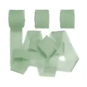 1" x 7Yd Chiffon Silk Ribbon, 3 Rolls Handmade Fringe Fabric, Herb Green