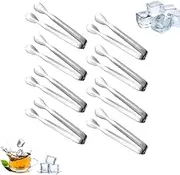 8Pcs Mini Small Tiny Tongs,4.25Inch Stainless Steel Small Tongs for Serving Food, Durable Kitchen Metal for Ice, Salad, Toaster, Desserts, Appetizers and Charcuterie Board (Silver)