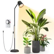 20W Full Spectrum Floor Grow Light with Adjustable Stand & Auto Timer, 3000K ...