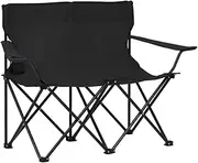 Generic 2-Seater Foldable Camping Chair Steel and Fabric Black