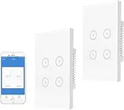 WiFi Smart Light Switch, 2 Pack 4 Way Smart Wall Switches, Waterproof Touch Smart Switch, Support Voice/Timer/APP Control, Compatible with Alexa, 2.4GHz (White)