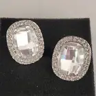 Oliver Weber Pierced Earrings Silver Tone Swarovski Crystals Facet Cut NWT