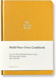 KUNITSA CO. Recipe Notebook - Keepsake Gift. Hardcover Blank Recipe Book to Write in Your Own Recipes, with Journaling Prompts about the Chef. 100 recipes (Mustard Yellow)