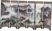 EXQUIMEUBLE Mini Desktop Folding Screen Divider Chinese Style Wooden Panel Tabletop Decor Vintage Room Partition Stable for Bedroom Living Room