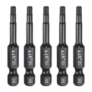5pcs 3mm Metric Hex Head Wrench Drill Bit 50mm Length Magnetic Bits, Black