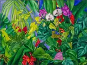 Tropical Tile Backsplash Daniels Floral Art Ceramic Mural RD004