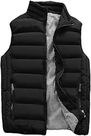 [YAKXIUEU] Men Vest Men Sleeveless Vest Winter Coat Men Down Warm Thicken Waistcoat(Medium)