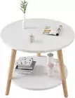 2-Tier Small round Table Wooden Side Table Coffee Table Bedside Table Sofa Table