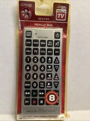 Sentry Really Big Universal Remote Control RMC10 TV DVD VCR As Seen On TV New