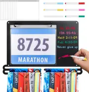 ✨Race Medal Display, Wall Mounted Medal Hanger with Chalkboard Marker Running Bi