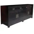 Black Lacquered Four Drawers Four Doors Sideboard Buffet (43-022)