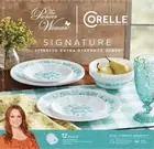 Corelle Pioneer Woman EVIE Teal Floral 12 Piece Dinnerware Set SEALED NEW