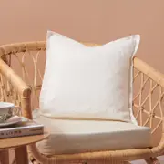 Natural Home ARDENNE Washed French Linen Cushion with Oxford Edge White 50x50cm