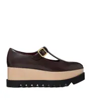 Stella McCartney Sneak-Elyse T-Bar Platform Mary Jane Shoes 37,40.5,40,41 Coffee brown