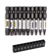 1/4 Screwdriver Bit Set 11pcs Magnetic Drill Bits Hex Shank Impact Driver Torx Cross Hex Plum Blossom Head White Grey