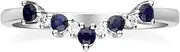 [Gin & Grace] Women's 10K White Genuine Blue Sapphire Ring With Diamonds (GJ18095R-BS-10K-7-P)