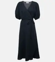 [Velvet] Velvet Dalene linen midi dress AU 16 black
