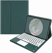 Jarttarn Keyboard Case for Lenovo Tab M11 11.0 Inch TB-330FU/TB-331FC, Invisible Pen Slot,Keyboard Case Cover with Cute Round Key Detachable Trackpad keyboard (Dark Green)
